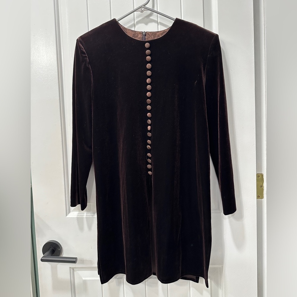J.B.S. Ltd Elegant Velvet Tunic with Button Detail in Brown